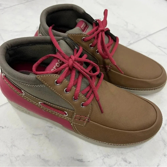 CROCS Men’s Beach Line Boat Chukka Boot Brown & Red Lightweight 10 - Picture 3 of 9